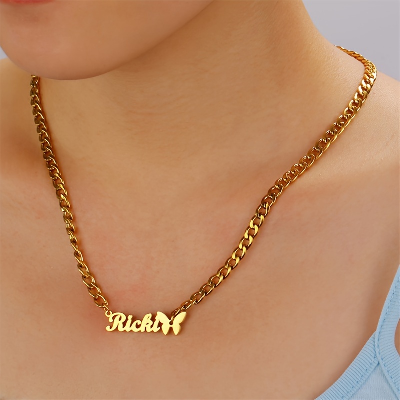 Women's Customized Name Butterfly Hip-Hop Letter Necklace